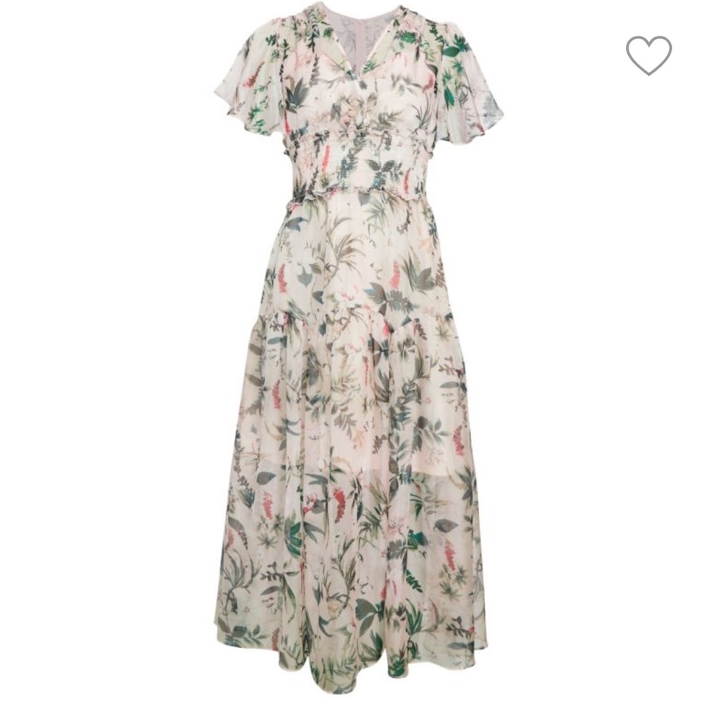 Avantlook Floral Flutter Sleeve Dress